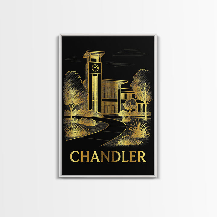 Chandler Travel Poster, Canvas Print, Elegant Gold City Art, Chandler Travel Art, Home Office Decor, Travel Poster Set, City Travel Prints