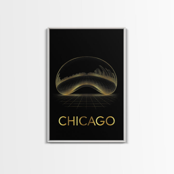Chicago Travel Poster, Canvas Print, Gold Sketch Wall Art, Chicago Travel Art, Travel Art Print, Vintage Travel Art, Fine Art Print