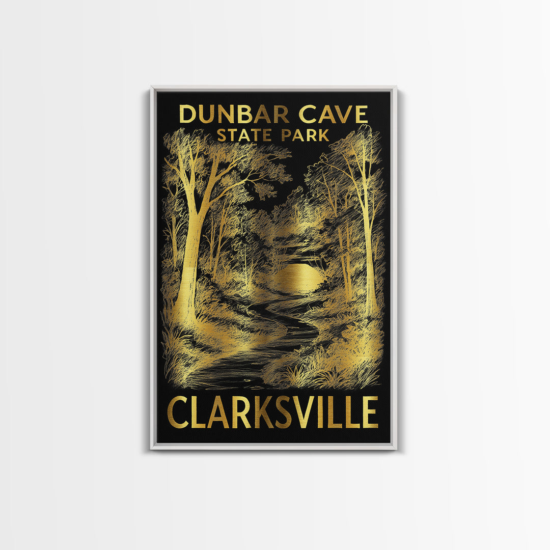 Clarksville Travel Poster, Framed Canvas Print, Dark Background Poster Art, Clarksville Wall Art, Home Office Decor, Mid Century Wall Art