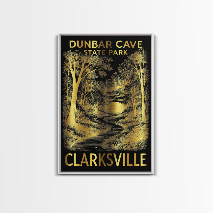 Clarksville Travel Poster, Framed Canvas Print, Dark Background Poster Art, Clarksville Wall Art, Home Office Decor, Mid Century Wall Art
