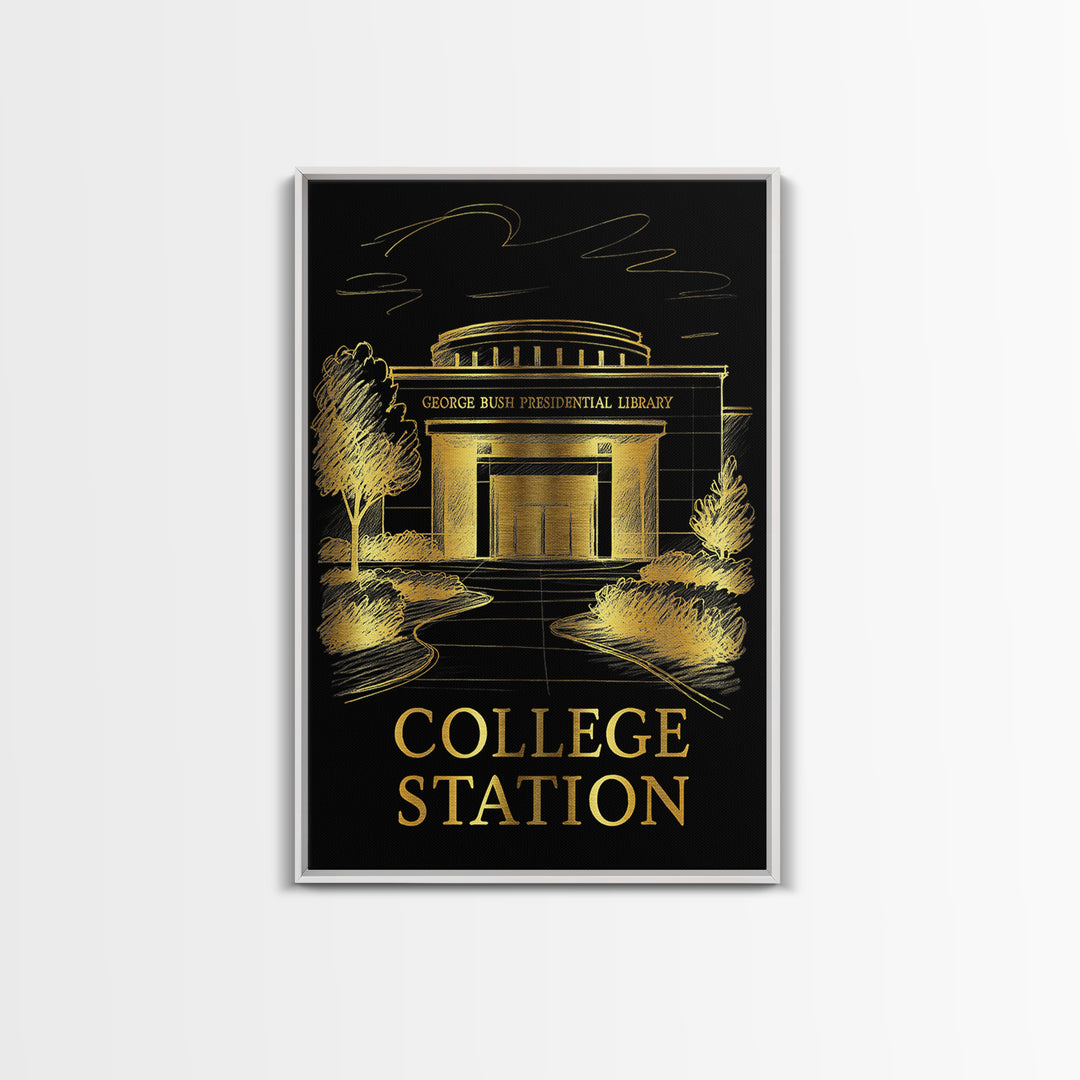 College Station Travel Poster, Canvas Print, Dark Background Poster Art, College Station Wall Art, Eclectic Wall Decor, Travel Wall Art