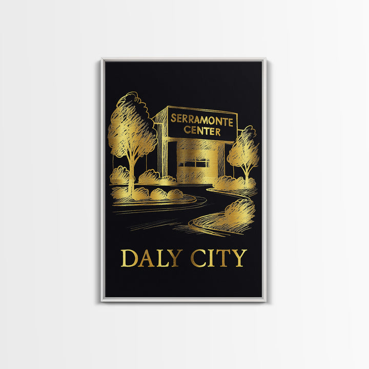 Daly City Travel Poster, Canvas Print, Gold Sketch Wall Art, Daly City Art Print, Travel Poster Set, City Travel Prints, Vintage City Poster