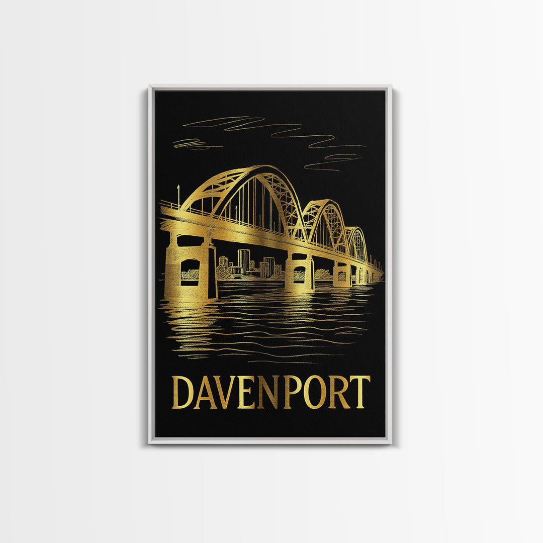 Davenport Travel Poster, Canvas Print, Dark Background Poster Art, Davenport Poster Print, Eclectic Wall Decor, Home Office Decor