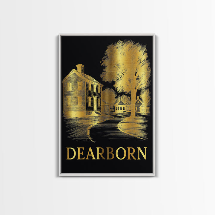 Deadborn Travel Poster, Framed Canvas Print, Dark Background Poster Art, Deadborn Wall Art, City Art Print, City Travel Prints