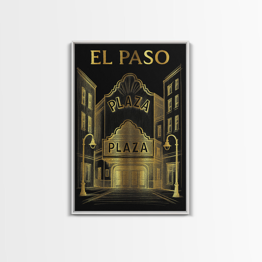 El Paso Texas Travel Poster, Canvas Print, Dark Background Poster Art, El Paso Art Print, Mid Century Wall Art, Poster Art, Poster Print