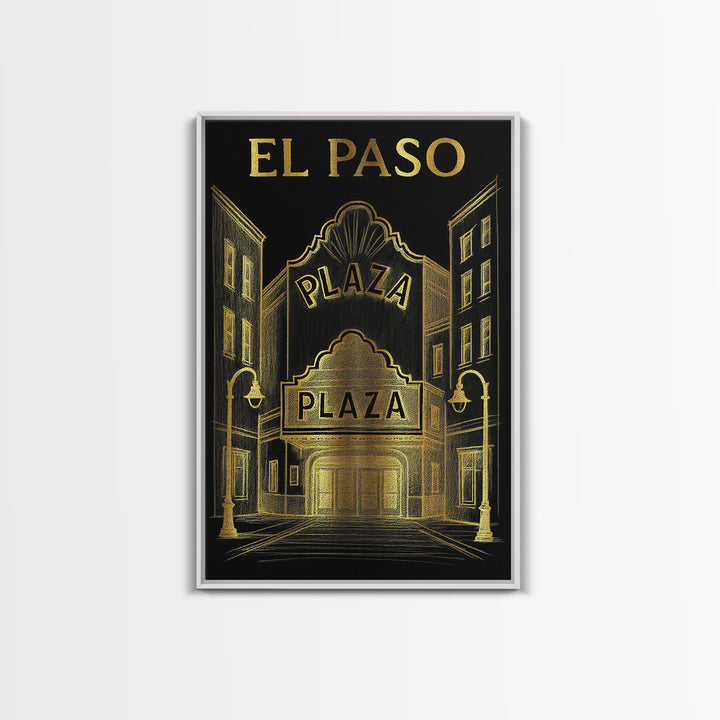 El Paso Texas Travel Poster, Canvas Print, Dark Background Poster Art, El Paso Art Print, Mid Century Wall Art, Poster Art, Poster Print