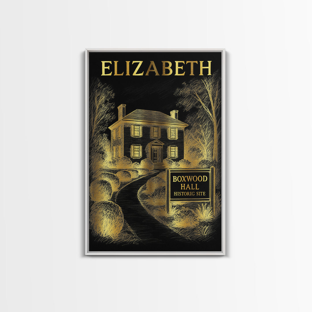 Elizabeth New Jersey Travel Poster, Canvas Print, Gold Sketch Wall Art, Elizabeth Travel Art, City Art Print, Vintage Travel Art, Poster Art