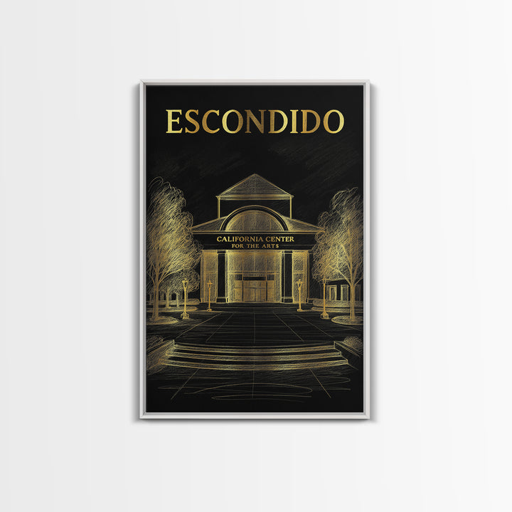 Escondido California Travel Poster, Canvas Print, Dark Background Poster Art, Escondido Art Print, Living Room Wall Art, Travel Art Print