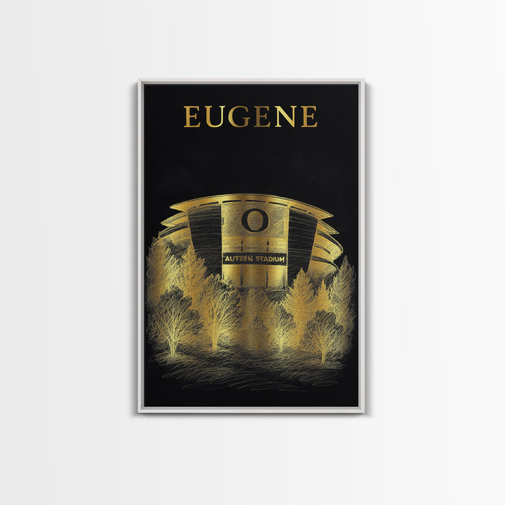 Eugene Oregon Travel Poster, Canvas Print, Elegant Gold City Art, Eugene Art Print, Travel Poster Set, Vintage Travel Art, Travel Wall Art