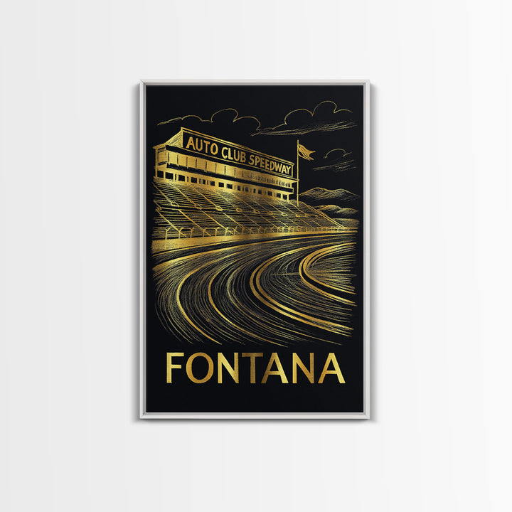 Fontana Travel Poster, Canvas Print, Elegant Gold City Art, Fontana City Art, Mid Century Wall Art, Watercolor Skyline Art, Travel Art Print