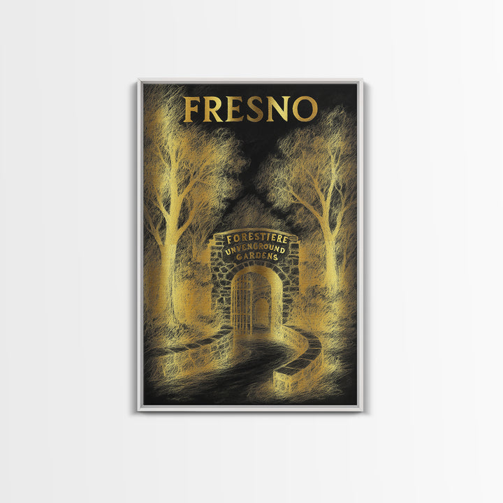 Fresno California Travel Poster, Canvas Print, Gold Sketch Wall Art, Fresno Wall Art, Travel Poster Art, City Art Print, Wall Art