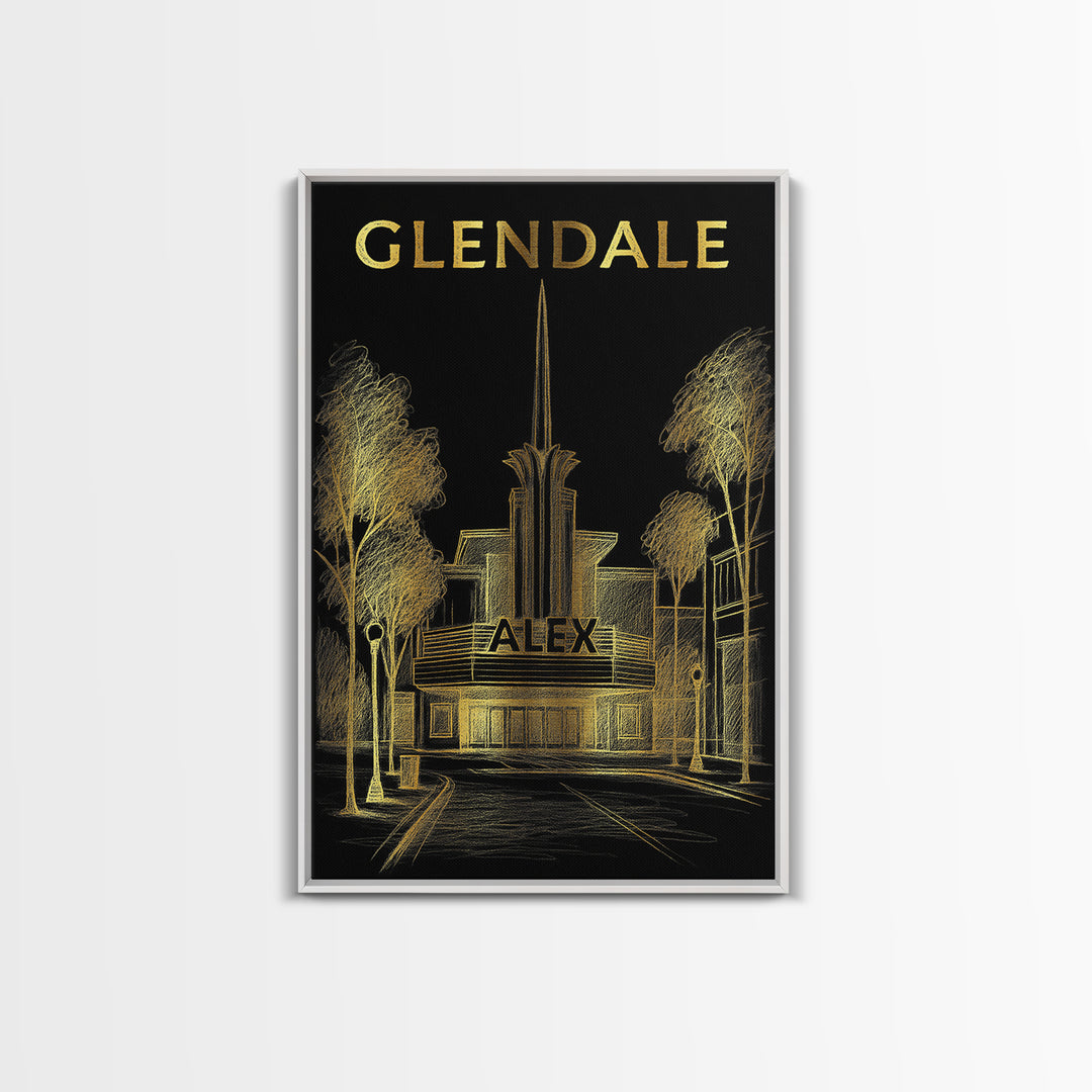 Glendale Arizona Travel Poster, Canvas Print, Dark Background Poster Art, Glendale City Art, Travel Wall Decor, Wall Art, Art Print