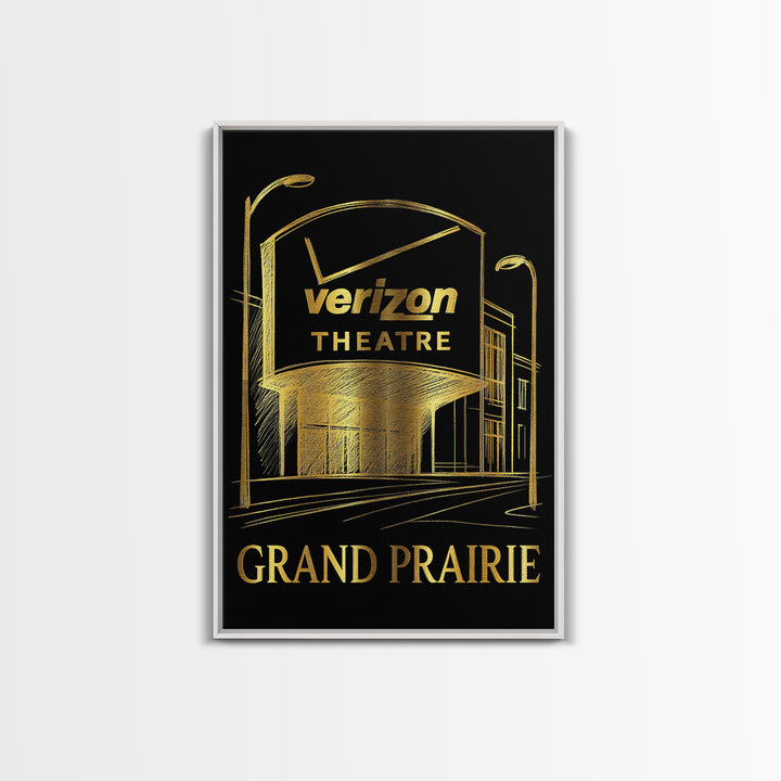 Grand Prairie Travel Poster, Canvas Print, Black And Gold Line Art, Grand Prairie Poster Print, Watercolor Urban Skyline, Travel Print