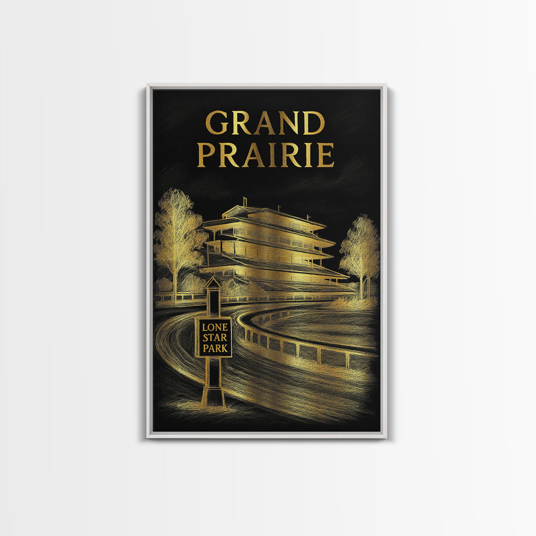 Grand Prarie Travel Poster, Canvas Print, Dark Background Poster Art, Grand Prarie Travel Art, Vintage Travel Print, Living Room Wall Art