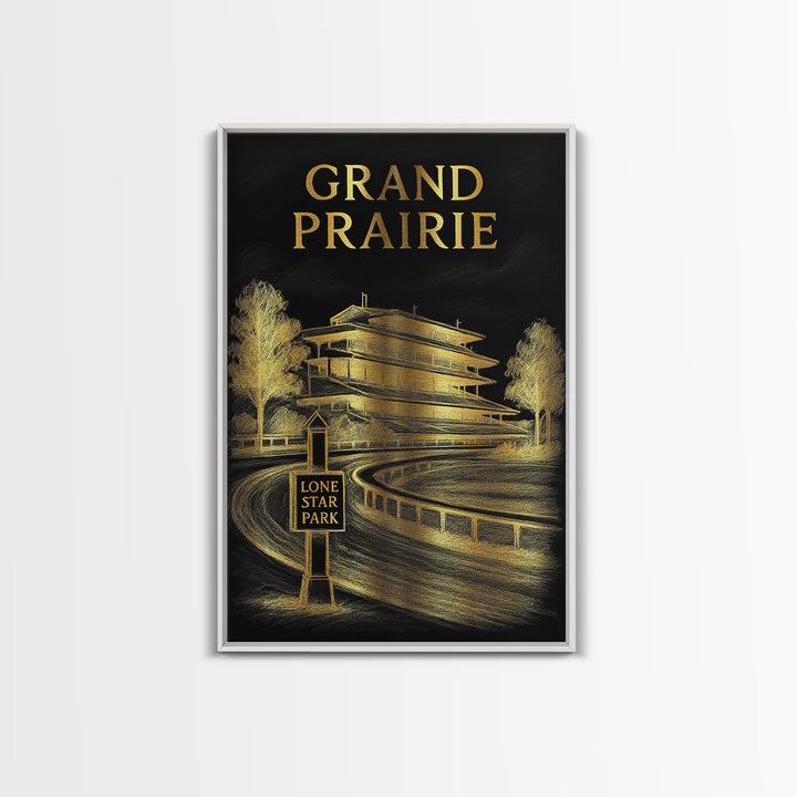 Grand Prarie Travel Poster, Canvas Print, Dark Background Poster Art, Grand Prarie Travel Art, Vintage Travel Print, Living Room Wall Art