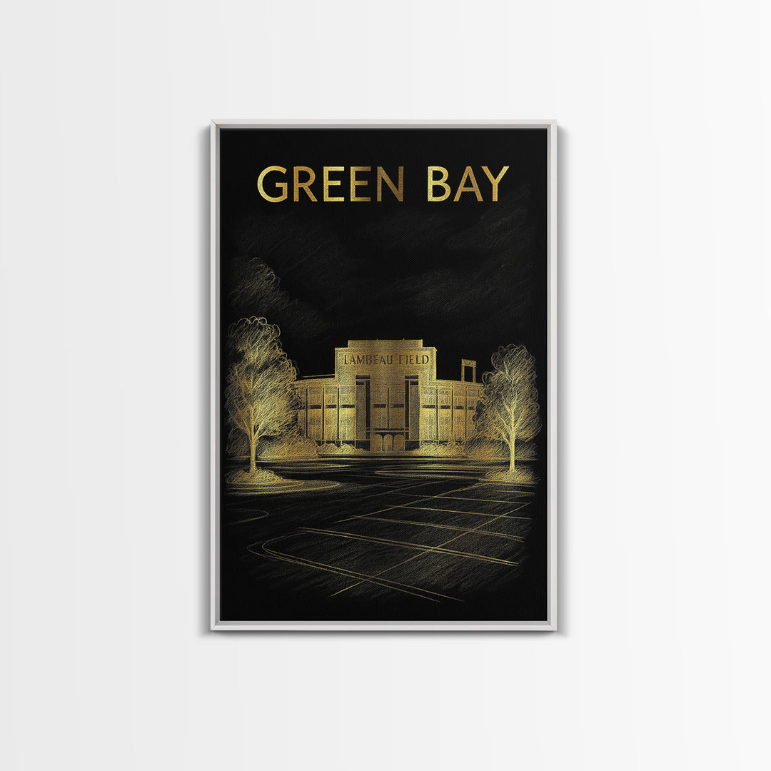 Green Bay Wisconsin Travel Poster, Canvas Print, Dark Background Poster Art, Green Bay City Art, Travel Art Print, Vintage Travel Print