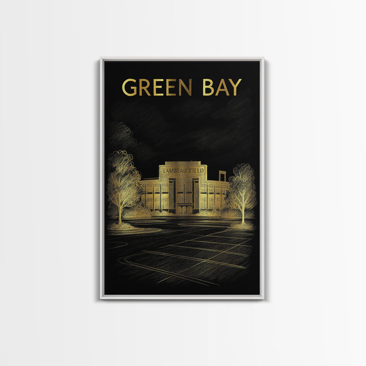 Green Bay Wisconsin Travel Poster, Canvas Print, Dark Background Poster Art, Green Bay City Art, Travel Art Print, Vintage Travel Print