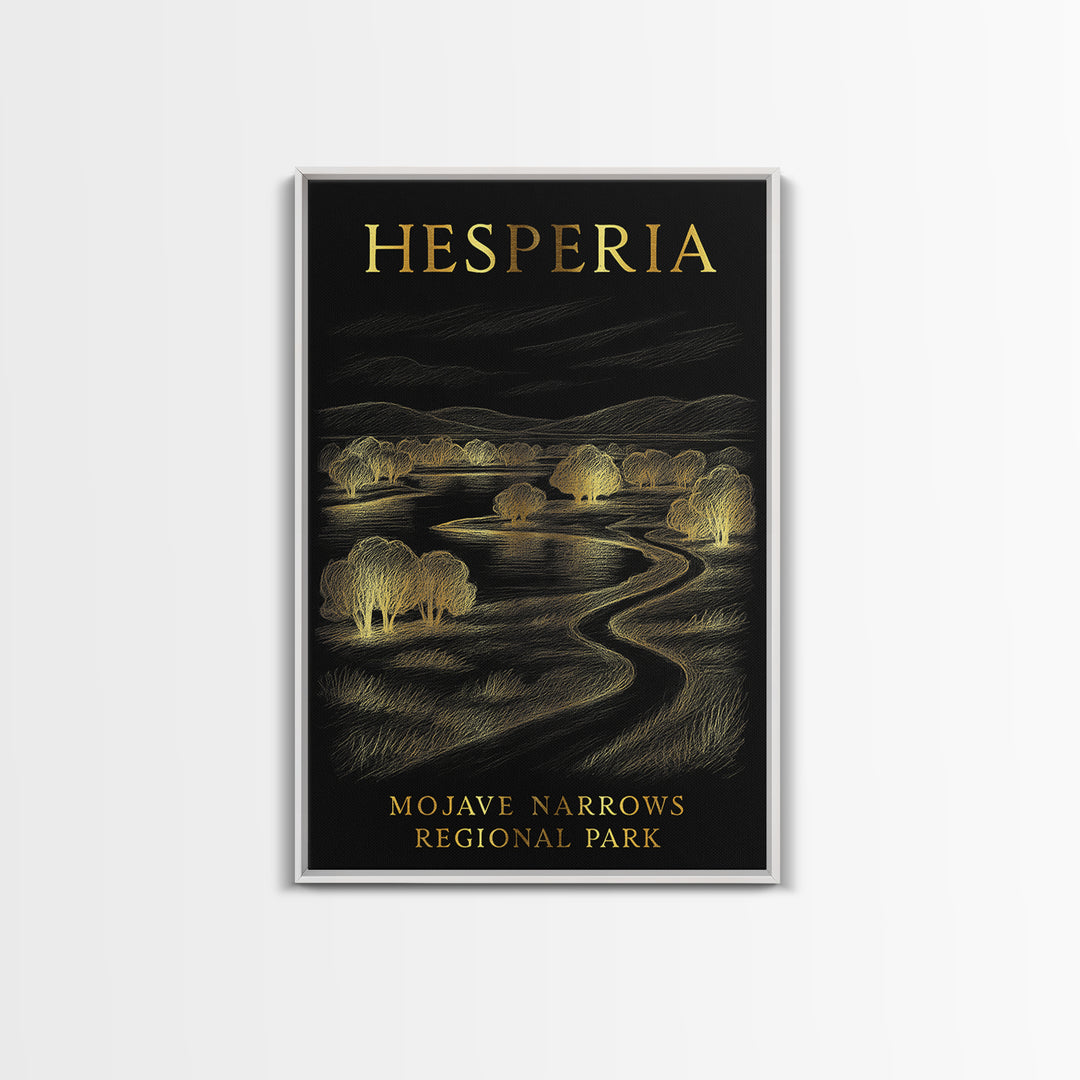 Hesperia California Travel Poster, Canvas Print, Gold Sketch Wall Art, Hesperia Wall Art, City Travel Prints, Wall Art, City Illustration