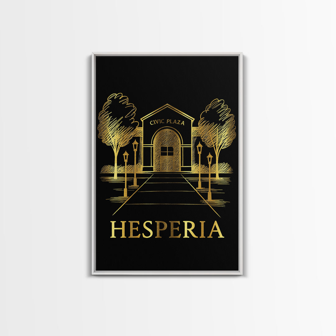 Hesperia Travel Poster, Canvas Print, Dark Background Poster Art, Hesperia Poster Print, Watercolor Skyline, Home Office Decor