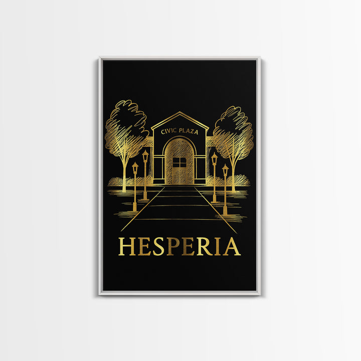 Hesperia Travel Poster, Canvas Print, Dark Background Poster Art, Hesperia Poster Print, Watercolor Skyline, Home Office Decor
