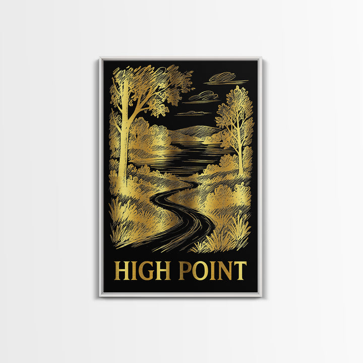 Hight Point Travel Poster, Canvas Print, Elegant Gold City Art, Hight Point City Art, Vintage City Art, Retro Travel Print, Poster Art