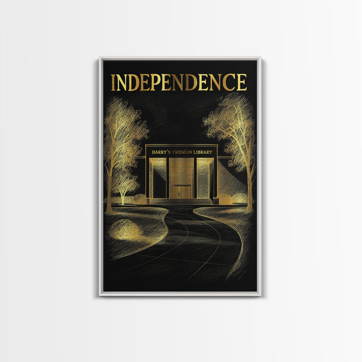 Independence Missouri Travel Poster, Canvas Print, Elegant Gold City Art, Independence Poster Print, City Illustration, Travel Poster Set