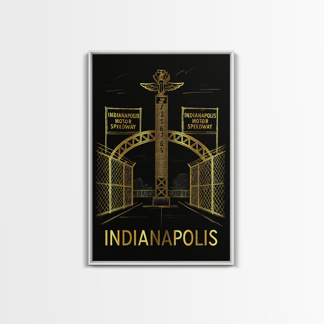 Indianapolis Travel Poster, Framed Canvas Print, Dark Background Poster Art, Indianapolis Wall Art, Wanderlust Decor, City Art Print