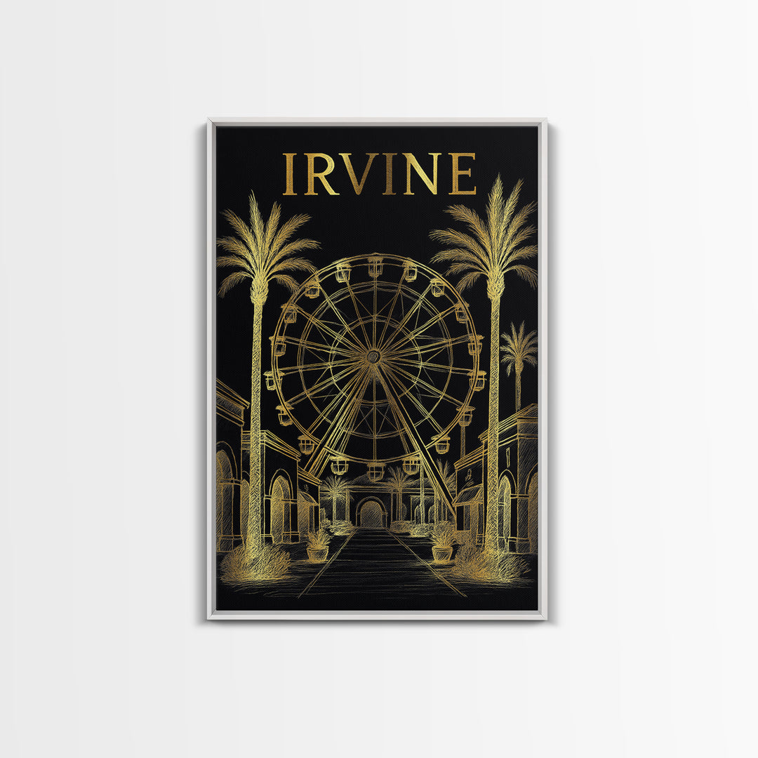 Irvine California Travel Poster, Canvas Print, Dark Background Poster Art, Irvine Wall Art, Home Office Decor, Modern Wall Decor, Wall Art