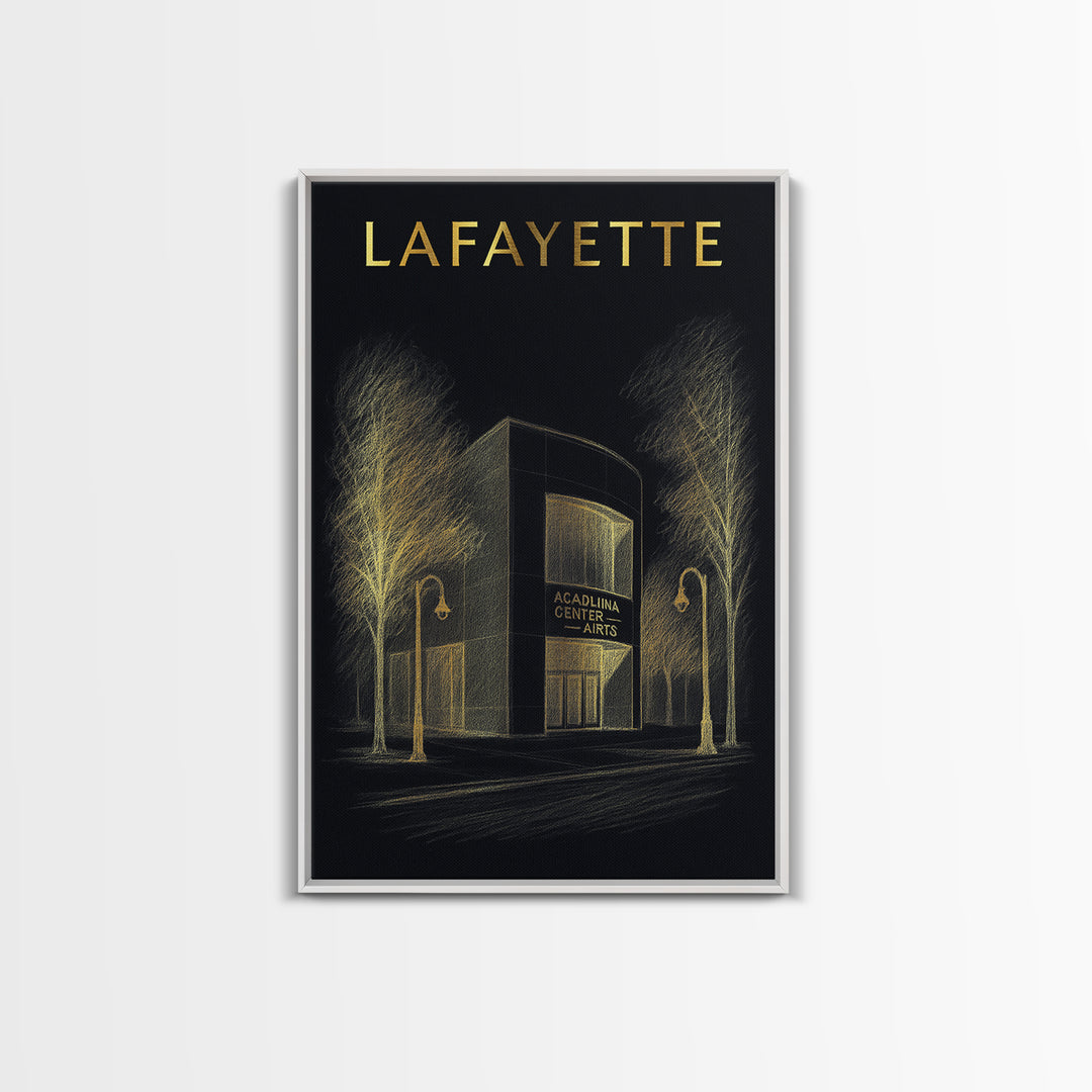 Lafayette Louisiana Travel Poster, Canvas Print, Dark Background Poster Art, Lafayette Poster Print, Fine Art Print, Vintage City Poster