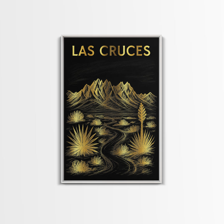 Las Cruces New Mexico Travel Poster, Canvas Print, Dark Background Poster Art, Las Cruces City Art, Living Room Wall Art, Travel Art Print