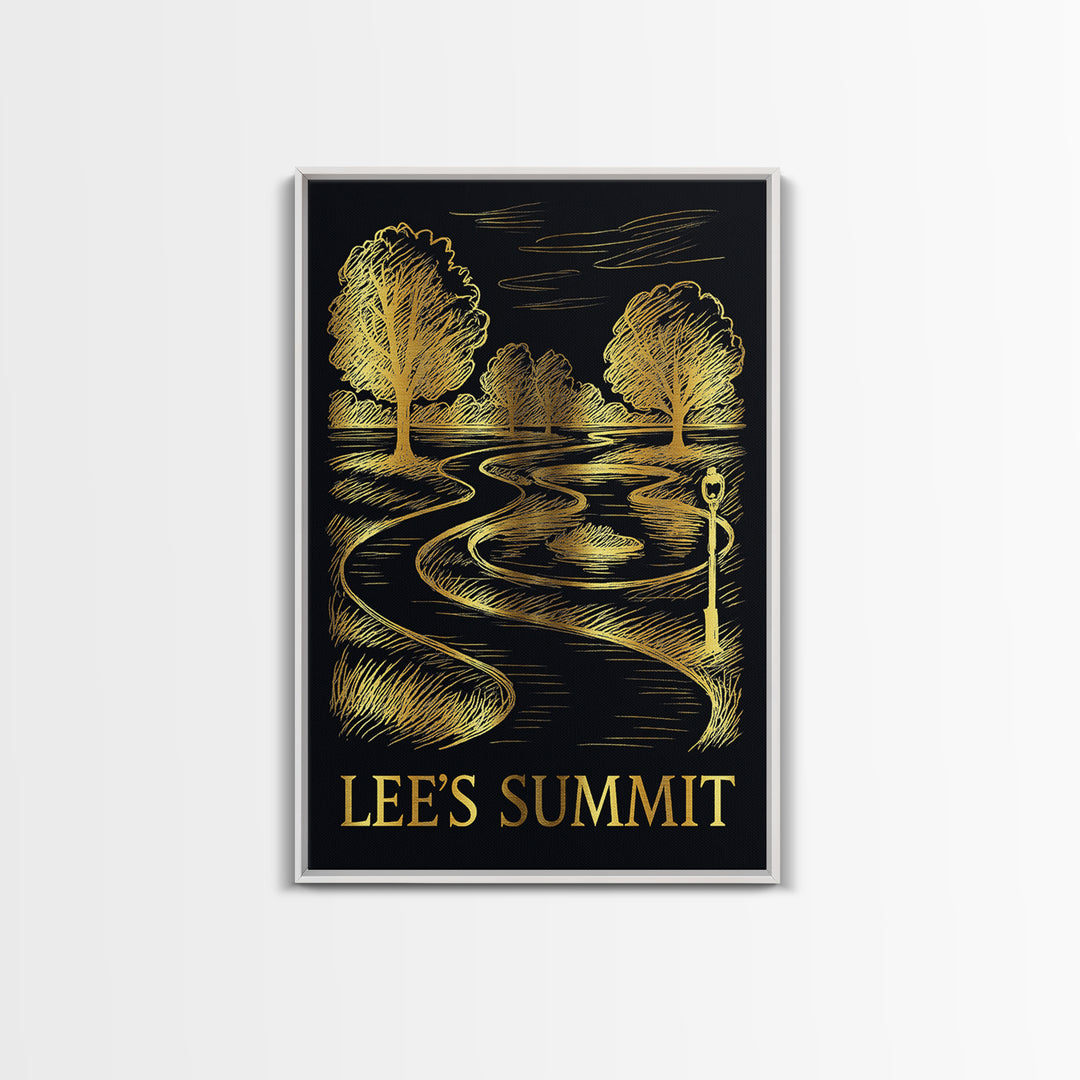 Lees Summit Travel Poster, Canvas Print, Dark Background Poster Art, Lees Summit Wall Art, Living Room Wall Art, Travel Art Print