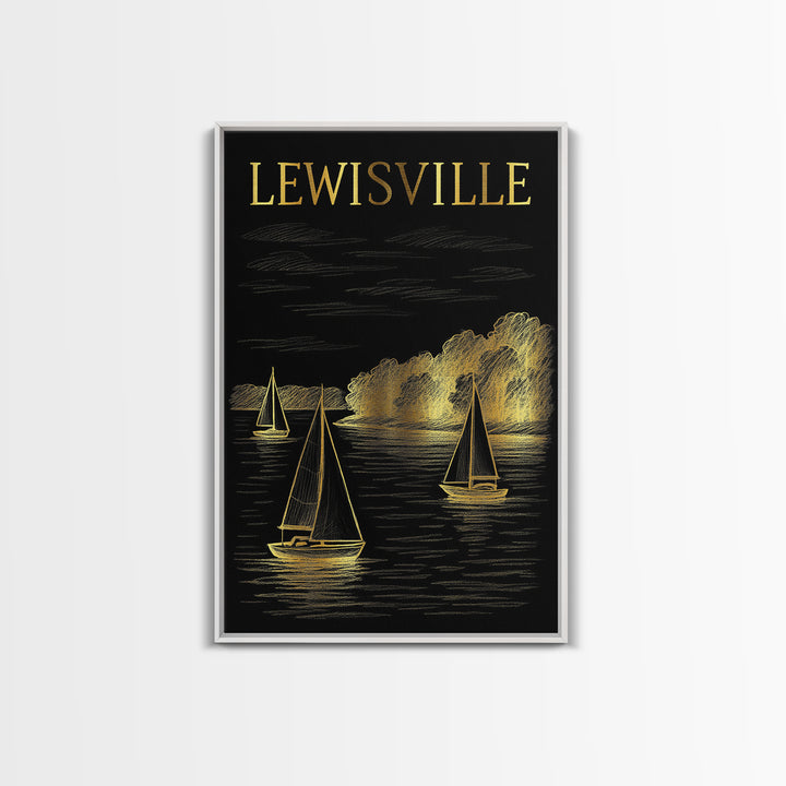Lewisville Texas Travel Poster, Canvas Print, Gold Sketch Wall Art, Lewisville City Art, Vintage City Art, Travel Poster Set, Wall Art