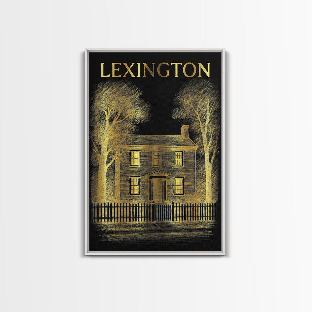 Lexington Kentucky Travel Poster, Framed Canvas Print, Dark Background Poster Art, Lexington City Art, Home Office Decor, Retro Travel Print