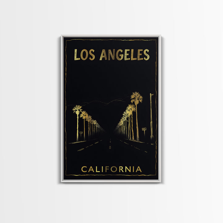 Los Angeles Travel Poster, Canvas Print, Gold Sketch Wall Art, Los Angeles City Art, City Art Print, City Travel Prints, Modern Wall Decor