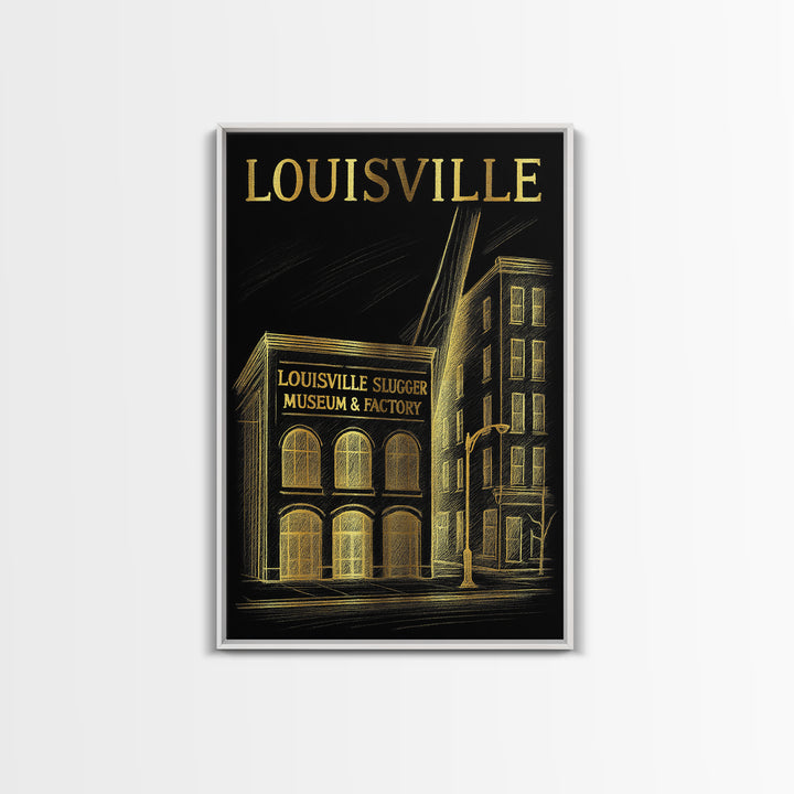 Louisville Kentucky Travel Poster, Canvas Print, Dark Background Poster Art, Louisville Poster Print, Home Office Decor, Wall Art