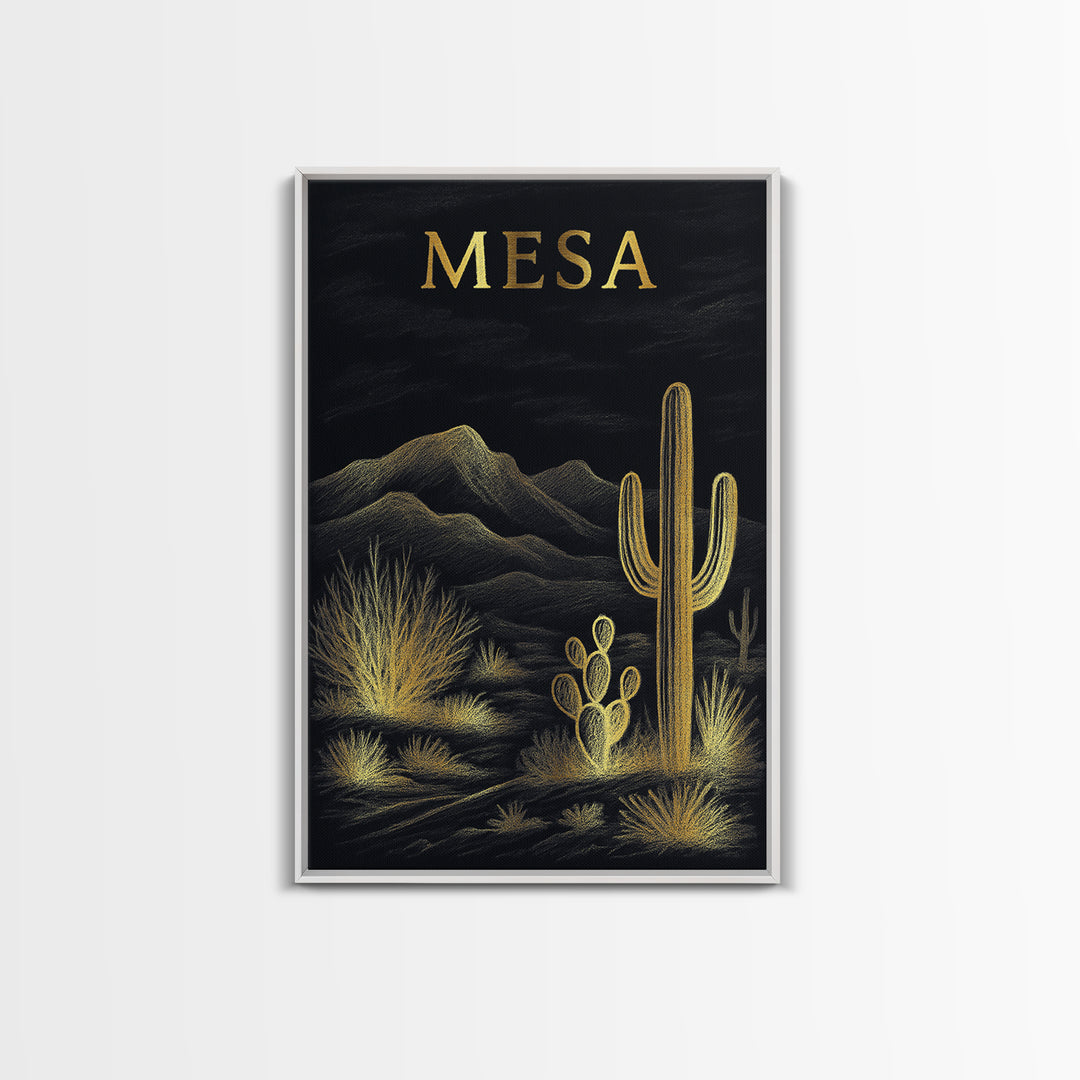 Mesa Arizona Travel Poster, Canvas Print, Dark Background Poster Art, Mesa Art Print, Travel Wall Art, Travel Wall Decor, Wall Decor