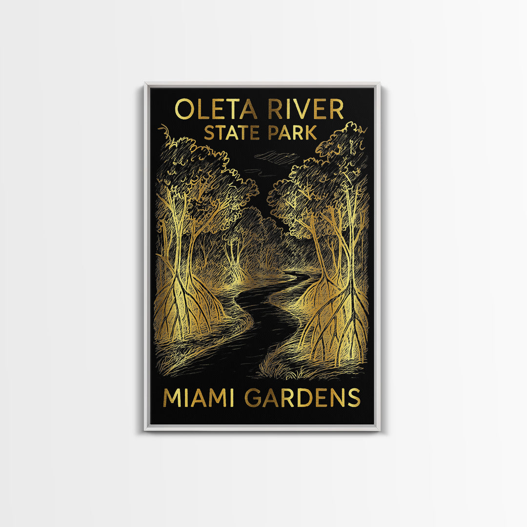 Miami Gardens Travel Poster, Canvas Print, Gold Sketch Wall Art, Miami Gardens Travel Art, City Travel Prints, Retro Travel Print