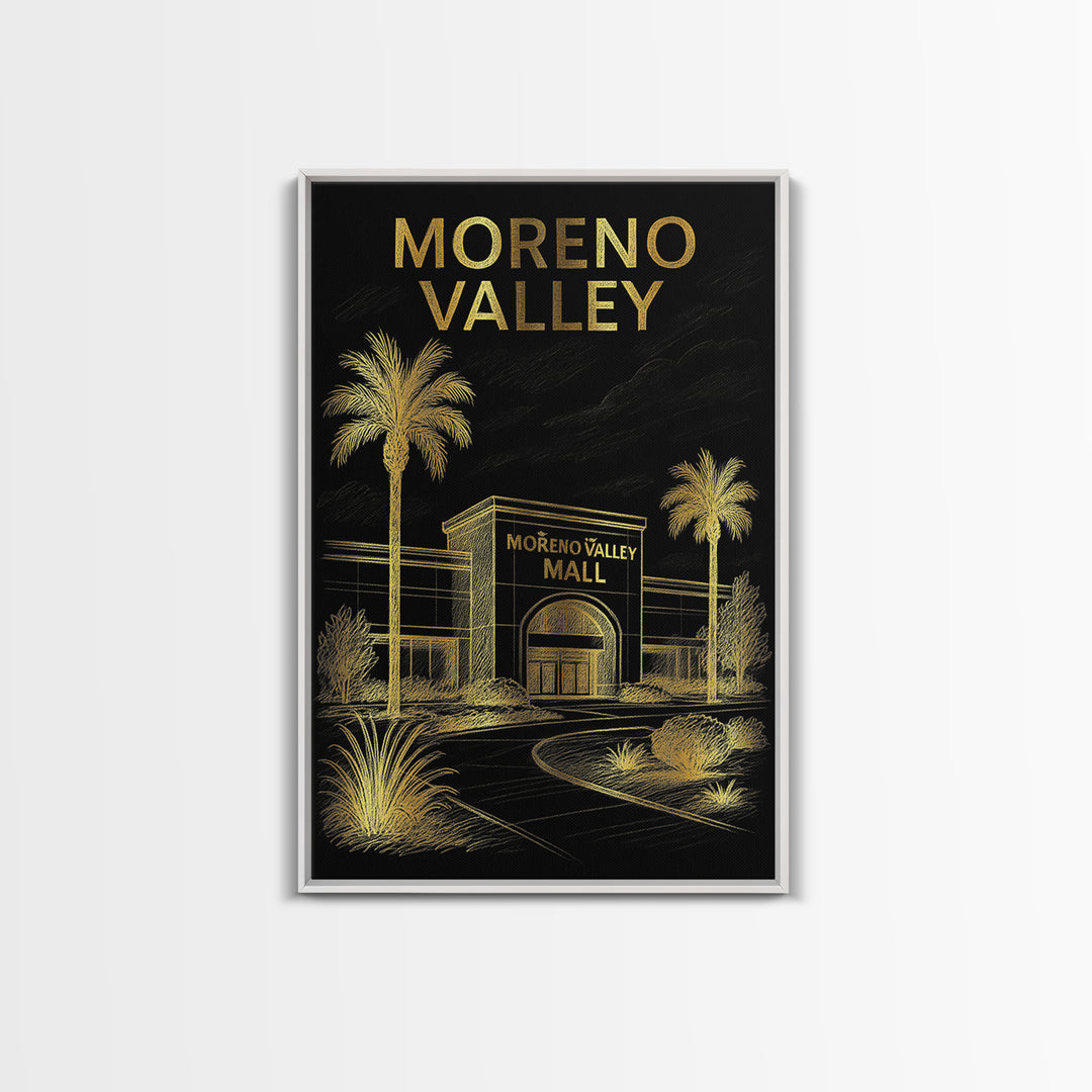 Moreno Valley California Travel Poster, Canvas Print, Black And Gold Line Art, Moreno Valley Art Print, Travel Art Print, Modern Wall Decor