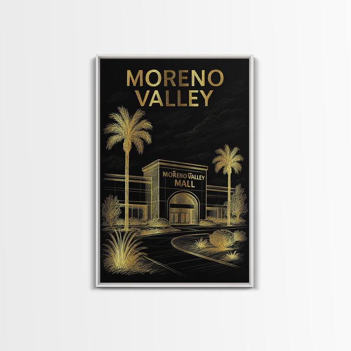 Moreno Valley California Travel Poster, Canvas Print, Black And Gold Line Art, Moreno Valley Art Print, Travel Art Print, Modern Wall Decor