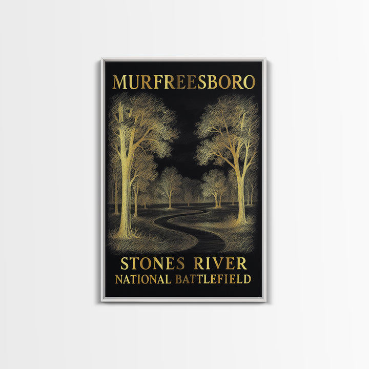 Murfreesboro Tennessee Travel Poster, Canvas Print, Dark Background Poster Art, Murfreesboro Poster Print, Poster Art, Travel Wall Art