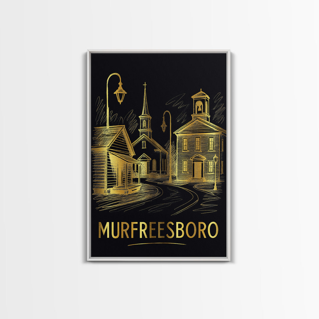 Murfreesboro Travel Poster, Canvas Print, Dark Background Poster Art, Murfreesboro Art Print, Travel Wall Decor, City Travel Prints