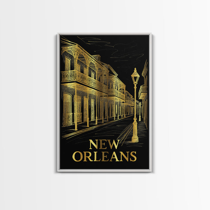 New Orleans Travel Poster, Canvas Print, Dark Background Poster Art, New Orleans Poster Print, Travel Poster Art, Vintage Travel Print