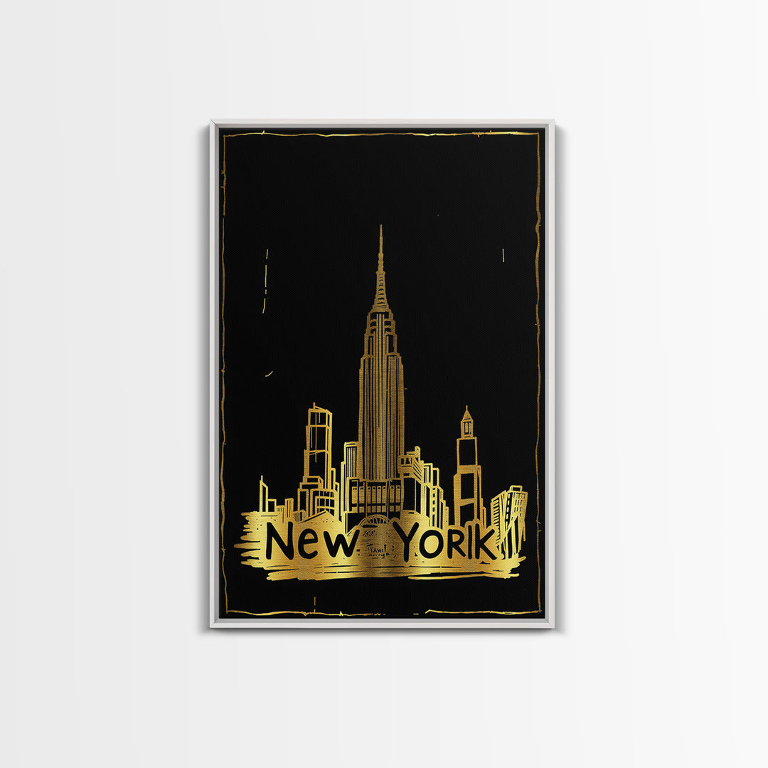 New York City New York Travel Poster, Canvas Print, Dark Background Poster Art, New York Poster Print, Wall Art, Wanderlust Decor