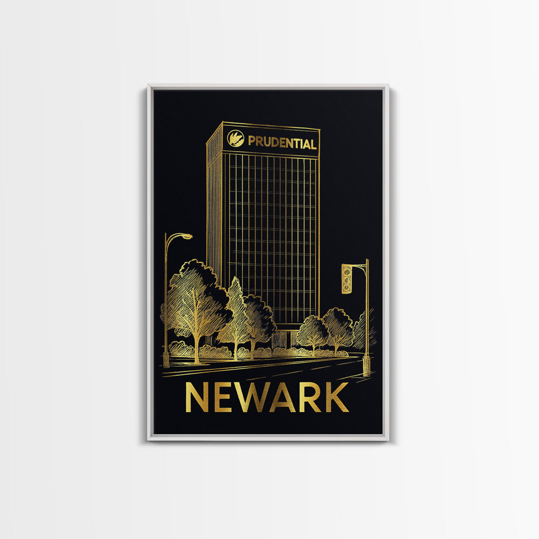 Newark New Jersey Travel Poster, Canvas Print, Elegant Gold City Art, Newark City Art, Vintage City Art, Retro Travel Print