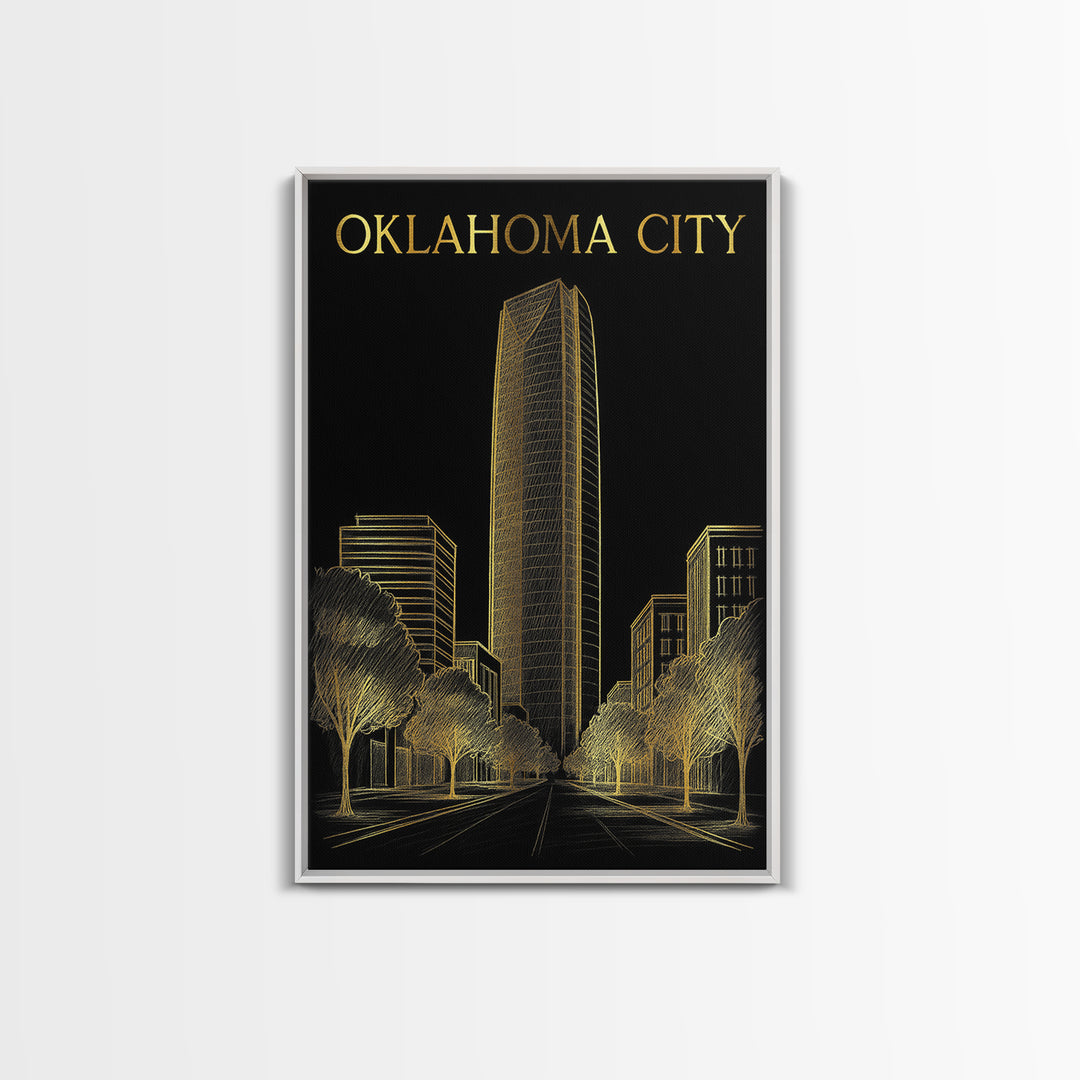 Oklahoma Travel Poster, Canvas Print, Gold Sketch Wall Art, Oklahoma Poster Print, Travel Poster Set, Fine Art Print, Gift For Travelers
