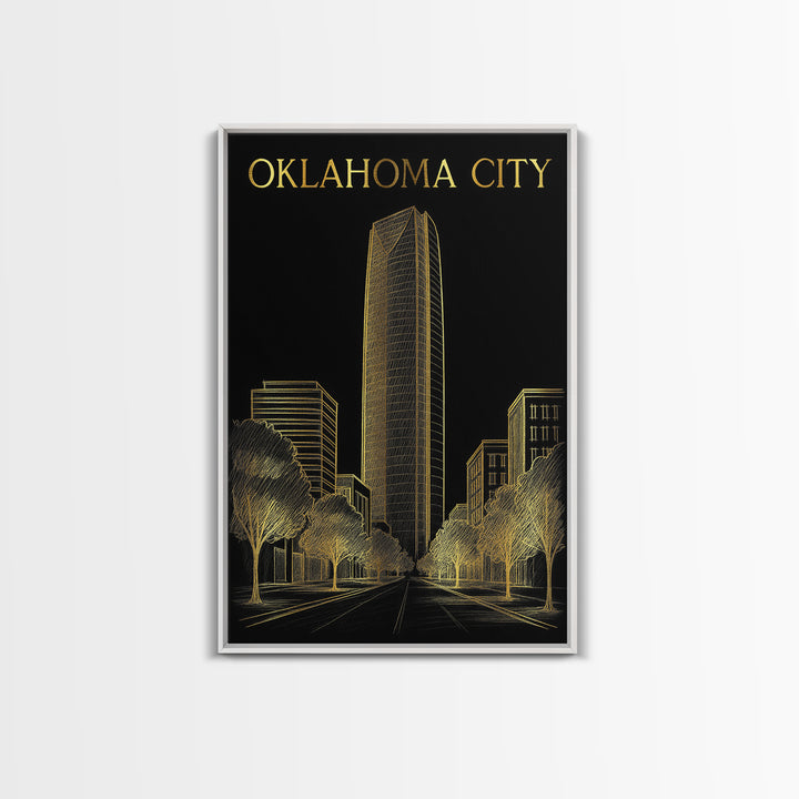 Oklahoma Travel Poster, Canvas Print, Gold Sketch Wall Art, Oklahoma Poster Print, Travel Poster Set, Fine Art Print, Gift For Travelers