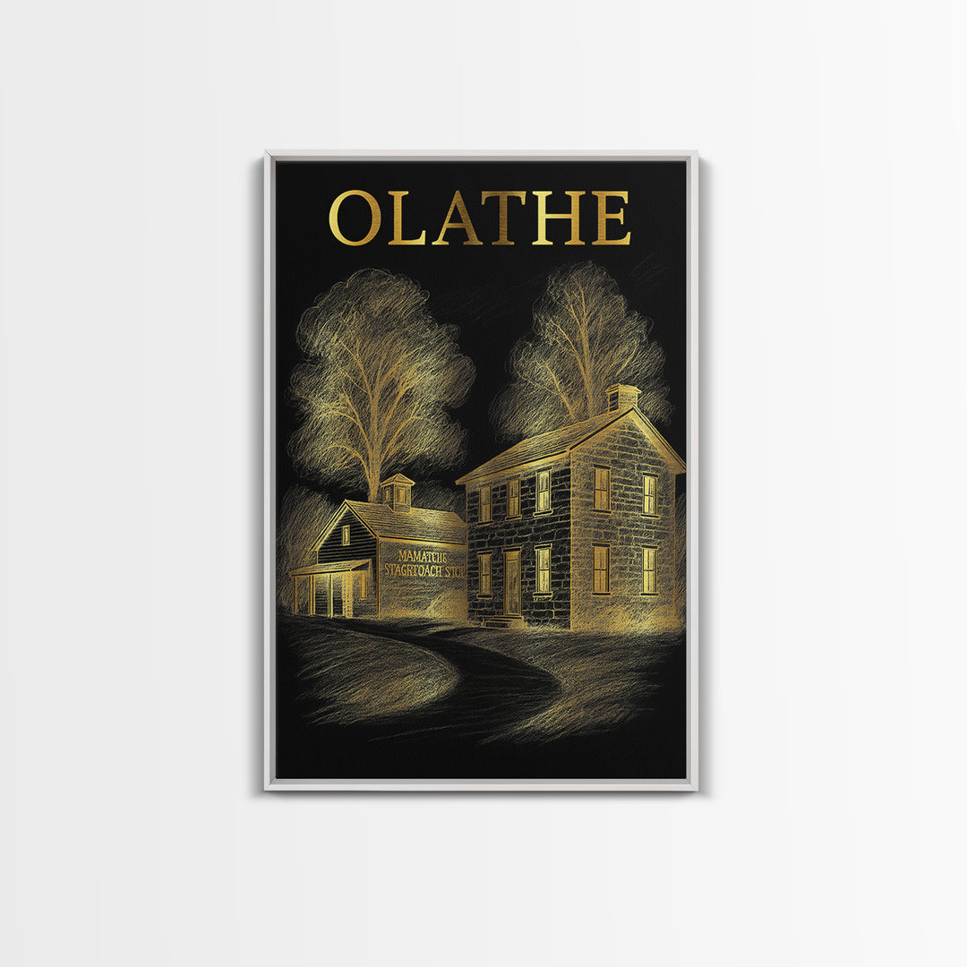 Olathe Kansas Travel Poster, Canvas Print, Dark Background Poster Art, Olathe Art Print, Fine Art Print, Travel Print, City Art Print