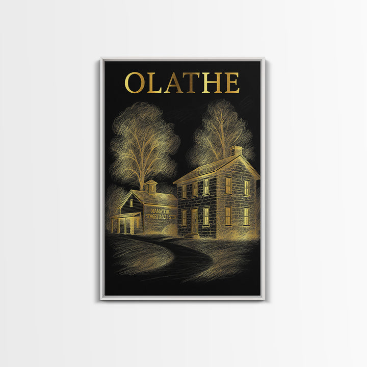 Olathe Kansas Travel Poster, Canvas Print, Dark Background Poster Art, Olathe Art Print, Fine Art Print, Travel Print, City Art Print
