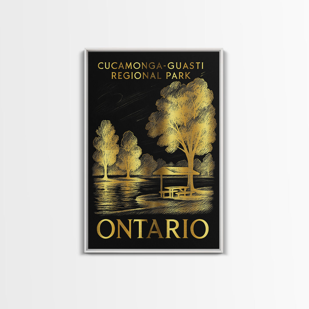 Ontario Travel Poster, Framed Canvas Print, Elegant Gold City Art, Ontario Travel Art, Vintage City Art, Vintage Travel Art, Poster Art