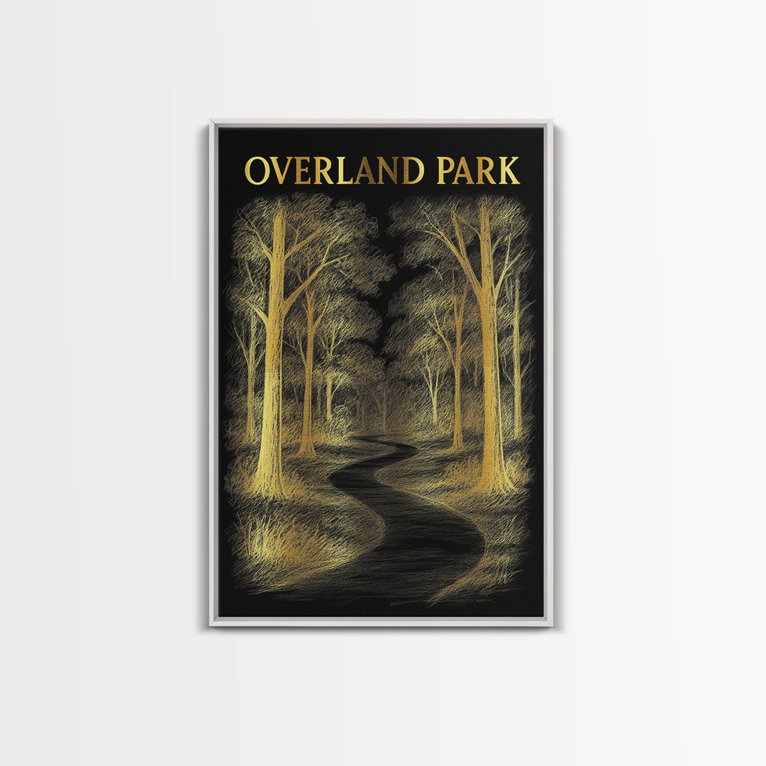 Overland Park Kansas Travel Poster, Canvas Print, Dark Background Poster Art, Overland Park Art Print, Vintage Travel Art, Fine Art Print